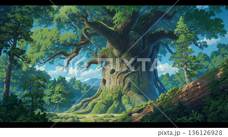 ファンタジー世界を象徴する聖なる世界樹 ゲーム背景 ファンタジー世界を象徴する聖なる世界樹 ゲーム背景 136126928