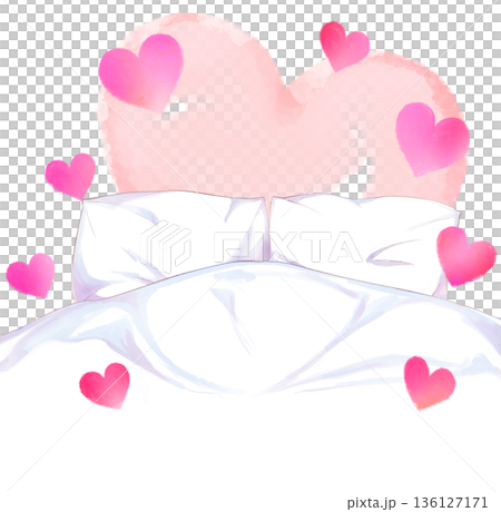 雙人床背景心 136127171