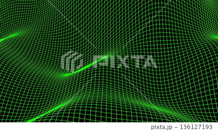 Wireframe landscape waves. Computer generated 3d render Wireframe landscape waves. Computer generated 3d render 136127193