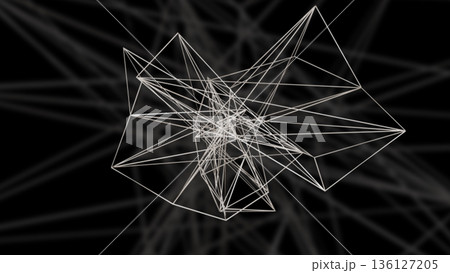 Wireframe fractal element. Computer generated 3d render 136127205
