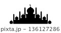 Isolated Mosque Silhouette on White Background for Islamic Design 136127286