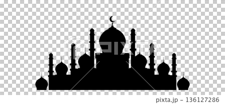 Isolated Mosque Silhouette on White Background for Islamic Design 136127286