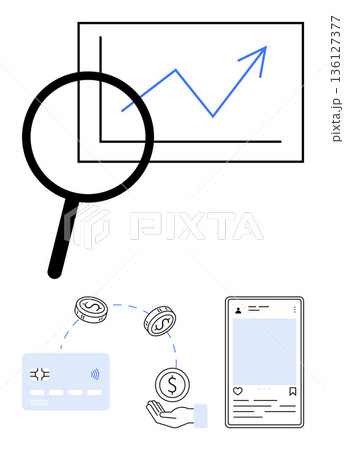  Foto zu Financial growth, online transactions, digital...のイラスト素材 [136127377 