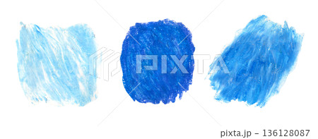 Set of abstract bright hand drawn turquoise blue crayon oil pastel textured blobs. Creative watercolor brush stroke organic texture shapes for sky banner design, cloud frame background, water Set of abstract bright hand drawn turquoise blue crayon oil pastel textured blobs. Creative watercolor brush stroke organic texture shapes for sky banner design, cloud frame background, water 136128087