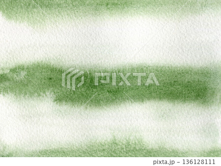 Light grass green and white artistic ombre textured watercolor stain with tie dye wash effect. Vibrant nature color gradient watercolour for banner design, texture, abstract forest landscape 136128111