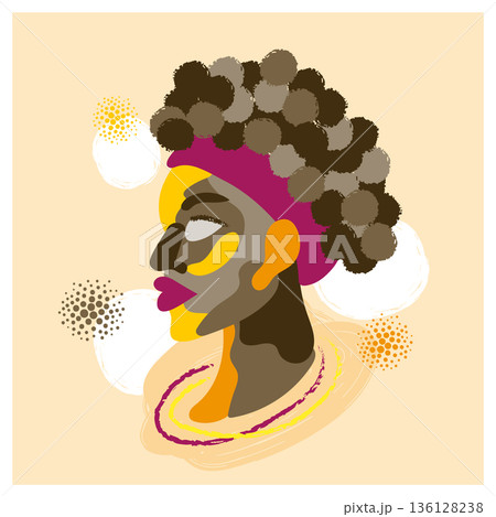 Afro woman abstract portrait. Vector illustration of beautiful African girl face Afro woman abstract portrait. Vector illustration of beautiful African girl face 136128238