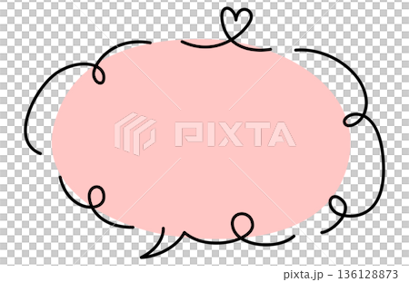 ハートのかわいい手描き風の吹き出し 136128873