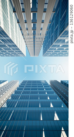 3d rendering of high rise building in city. 3d rendering of high rise building in city. 136129060