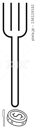 Cryptocurrency, blockchain evolution, digital assets, finance, innovation, split technology. A fork symbol above a coin with a dollar sign. Cryptocurrency and blockchain evolution Cryptocurrency, blockchain evolution, digital assets, finance, innovation, split technology. A fork symbol above a coin with a dollar sign. Cryptocurrency and blockchain evolution 136129182