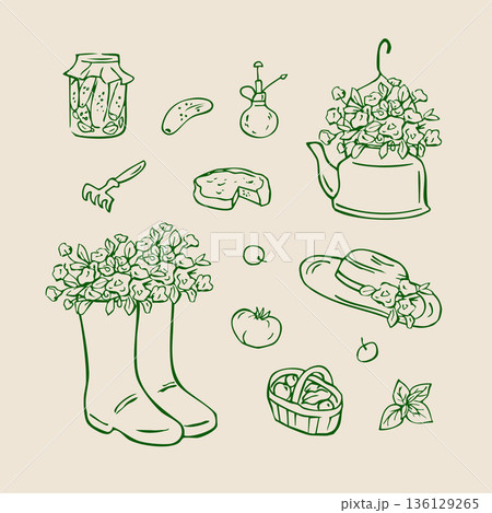 Cottagecore doodles collection of rustic sketches Cottagecore doodles collection of rustic sketches 136129265