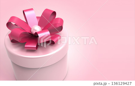 Pink gift box on a pink background 136129427