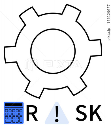 Business strategy, decision-making, financial planning, operational safety, quality control, process optimization. Gear symbol with calculator and warning icon spelling RISK. Business strategy Business strategy, decision-making, financial planning, operational safety, quality control, process optimization. Gear symbol with calculator and warning icon spelling RISK. Business strategy 136129677