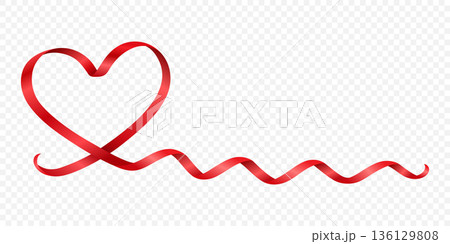 Vector 3d Red Ribbon Heart Outline. Ribbon Love Symbol, Valentine Heart. Elegant Curved Satin Tape Shape. Romantic Wedding Decoration Design Element Vector 3d Red Ribbon Heart Outline. Ribbon Love Symbol, Valentine Heart. Elegant Curved Satin Tape Shape. Romantic Wedding Decoration Design Element 136129808