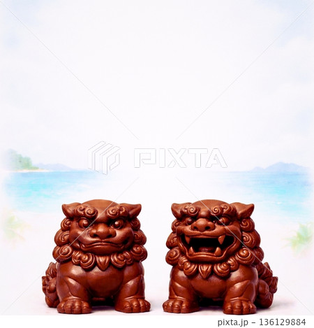 沖縄の海と風を感じるチョコレートシーサー素材 136129884