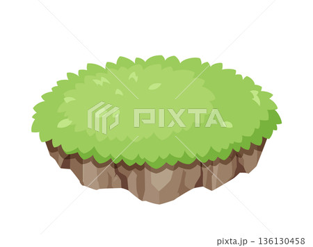 ヴィネット風の草原の島のイラスト素材 ヴィネット風の草原の島のイラスト素材 136130458