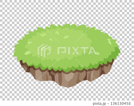 ヴィネット風の草原の島のイラスト素材 ヴィネット風の草原の島のイラスト素材 136130458