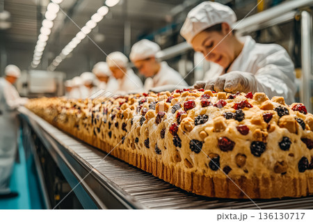 Woman is making a pastry with a bunch of berries on it 136130717