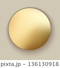 Golden Round Circle with Gradient Shiny Metallic 3D Button Badge Blank Template Vector Illustration 136130918