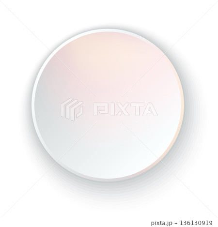 Round Glossy Circle with Soft Pink Gradient and Shadow 3D Abstract Geometric Element Vector Illustration. Round Podium Platform 136130919