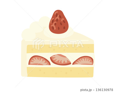 かわいいいちごのショートケーキのシンプルイラスト かわいいいちごのショートケーキのシンプルイラスト 136130978