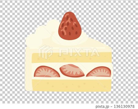 かわいいいちごのショートケーキのシンプルイラスト かわいいいちごのショートケーキのシンプルイラスト 136130978