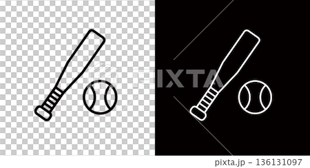 棒球圖示、金屬球棒和棒球圖示、可用於世界棒球經典賽 (WBC) 和美國職棒大聯盟 (MLB) 相關設計的棒球材料 136131097