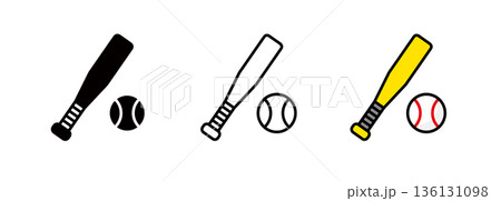野球のアイコン,金属バットとボールのアイコン,WBCやMLB関係のデザインに使える野球素材 野球のアイコン,金属バットとボールのアイコン,WBCやMLB関係のデザインに使える野球素材 136131098
