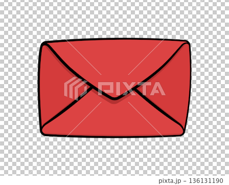 Red envelope with black outline without background. 136131190