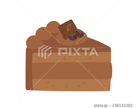 かわいいチョコレートケーキのシンプルイラスト かわいいチョコレートケーキのシンプルイラスト 136131202