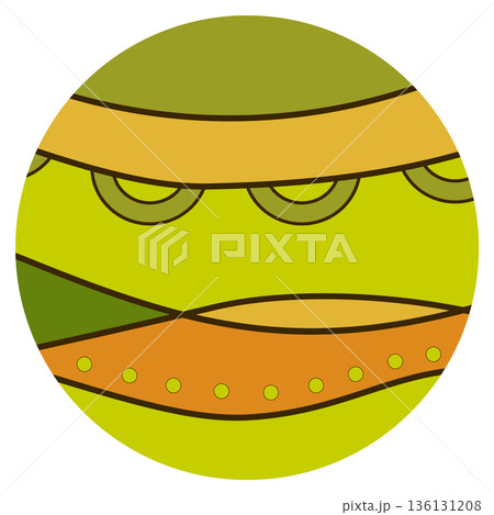 Orange green abstract vector illustration. Dark curved lines on colorful background. Zentangle art ornament. Isolated round decorative design element for your projects Orange green abstract vector illustration. Dark curved lines on colorful background. Zentangle art ornament. Isolated round decorative design element for your projects 136131208