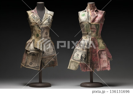 A concept for fashionable clothing made from materials derived from dollar bills A concept for fashionable clothing made from materials derived from dollar bills 136131696