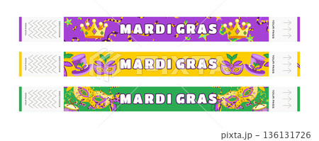 Mardi Gras Carnival Wristband Set with Masks, Crowns, Costumes, Jester Hats, Confetti and Drums Mardi Gras Carnival Wristband Set with Masks, Crowns, Costumes, Jester Hats, Confetti and Drums 136131726