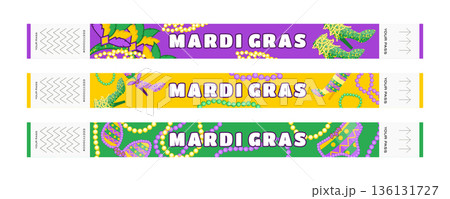 Mardi Gras Festival Wristband Set with Carnival Costumes, Drums, Beads, Shoes and Feathers 136131727