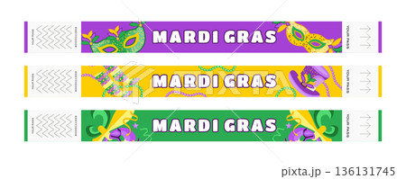 Mardi Gras Festival Wristband Set with Masks, Costumes, Shoes, Jester Symbol, Beads, Hats, Crowns and Feathers Mardi Gras Festival Wristband Set with Masks, Costumes, Shoes, Jester Symbol, Beads, Hats, Crowns and Feathers 136131745
