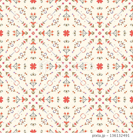 カラフルなシームレスなベクターの背景イラスト 136132491