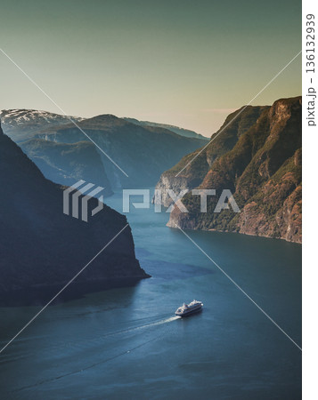 Fjord landscape Aurlandsfjord in Norway Fjord landscape Aurlandsfjord in Norway 136132939