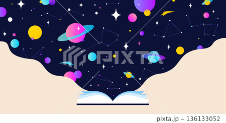 Book, Imagination, Dreams. Cosmos story, space imagination 136133052