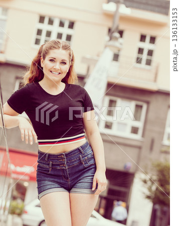 Happy teenager woman outside. 136133153