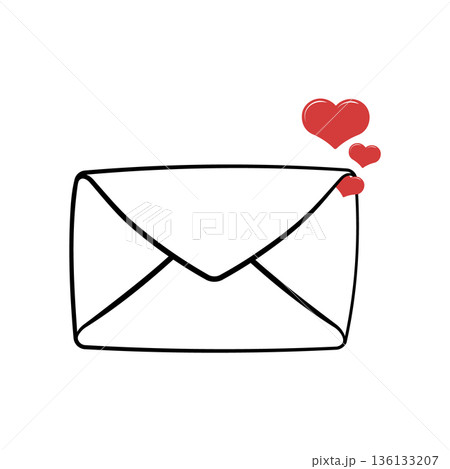 envelope with red hearts without background envelope with red hearts without background 136133207