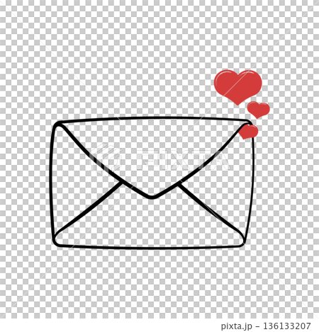 envelope with red hearts without background 136133207