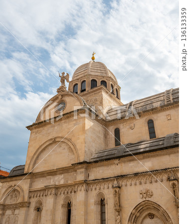 Cathedral of st James at city of Sibenik, Croatia. Ancient christian building, part of UNESCO heritage. Cathedral of st James at city of Sibenik, Croatia. Ancient christian building, part of UNESCO heritage. 136133359