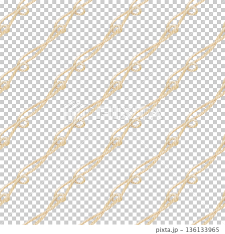 Diagonal seamless pattern of intertwined beige ropes with loops. Watercolor illustration of natural-colored twine on an isolated background. A realistic template for marine themes, fishing and hobbies Diagonal seamless pattern of intertwined beige ropes with loops. Watercolor illustration of natural-colored twine on an isolated background. A realistic template for marine themes, fishing and hobbies 136133965