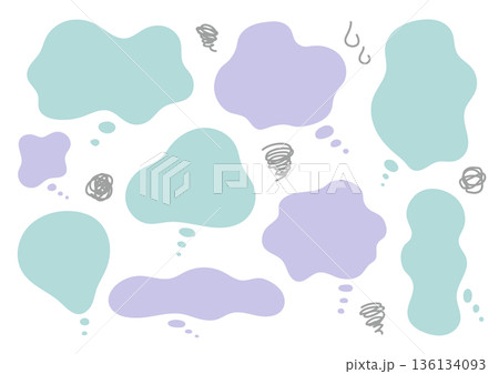 くすみカラーのもやもや吹き出しセット　不安・悩み 136134093