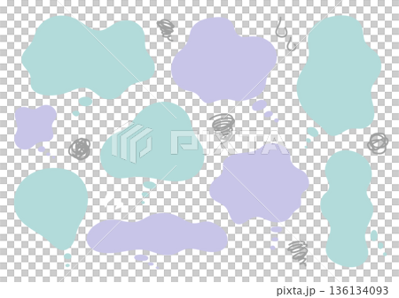 くすみカラーのもやもや吹き出しセット　不安・悩み 136134093