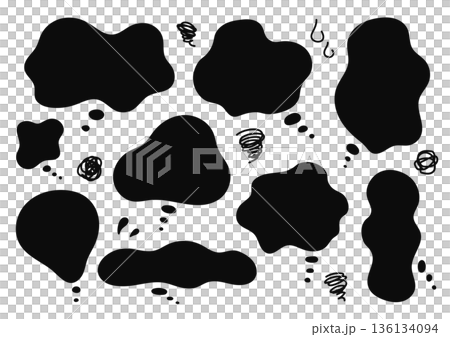 黒いもやもや吹き出しセット 白背景 黒いもやもや吹き出しセット 白背景 136134094