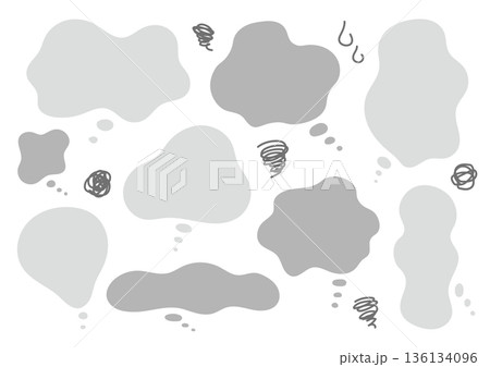 グレー2色のもやもや吹き出しセット　シンプル 136134096