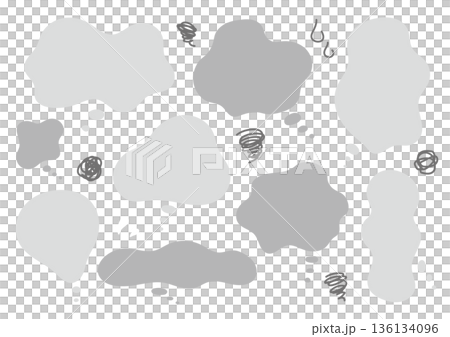 グレー2色のもやもや吹き出しセット　シンプル 136134096