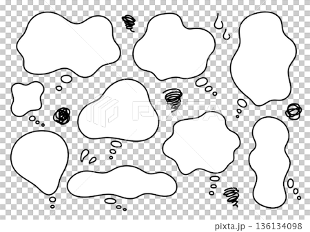 もやもや吹き出しセット　手描き　シンプル線画 136134098