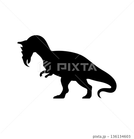 Dinosaur silhouette showcasing unique features against a plain background 136134603