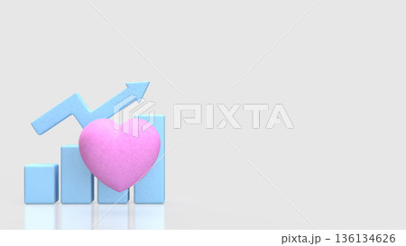 Emotional Growth Business Success Heart Chart Concept 3d render. 136134626